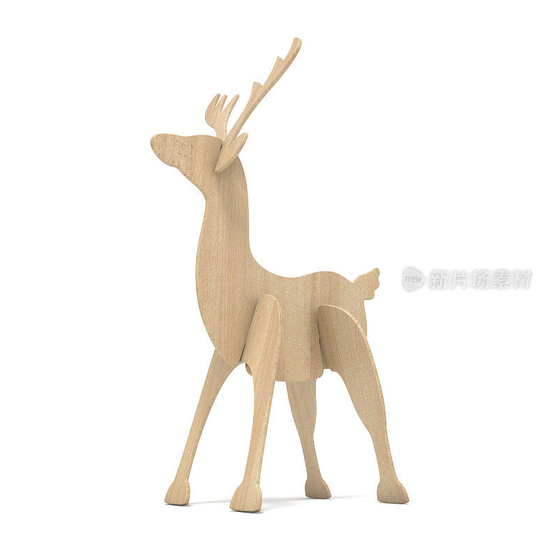 木制驯鹿小雕像。3 d